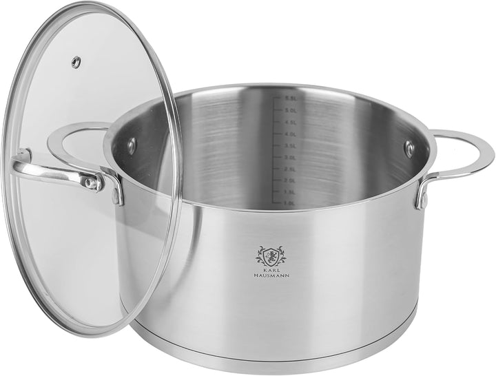 Edelstahl Topf - 3.6L - Ø 20 cm - Kochtopf Induktion für alle Herdarten Geeignet - Edelstahltopf mit