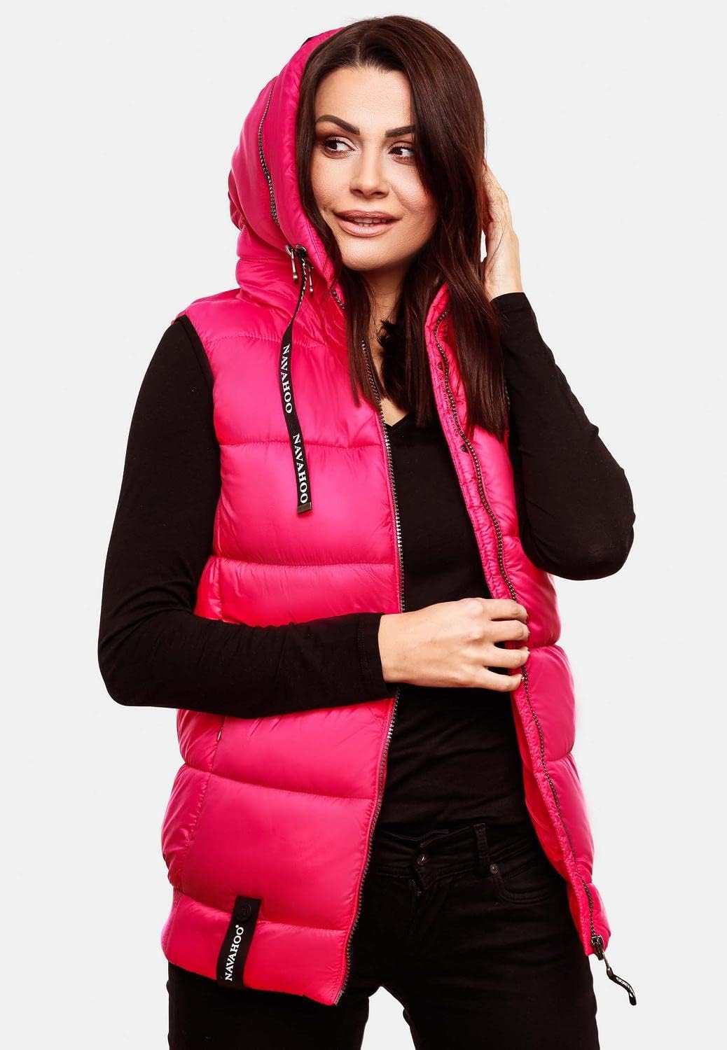 Navahoo Damen Steppweste leichte Outdoor-Weste Übergangsjacke mit Kapuze Kassidy XS-3XL S Rosa, S Ro
