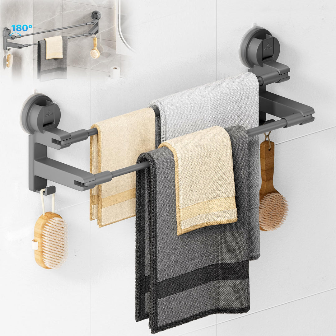 COCASES Handtuchhalter Saugnapf ohne Bohren Bad Handtuchstange Doppelt für Duschwand ohne Kleben Tow