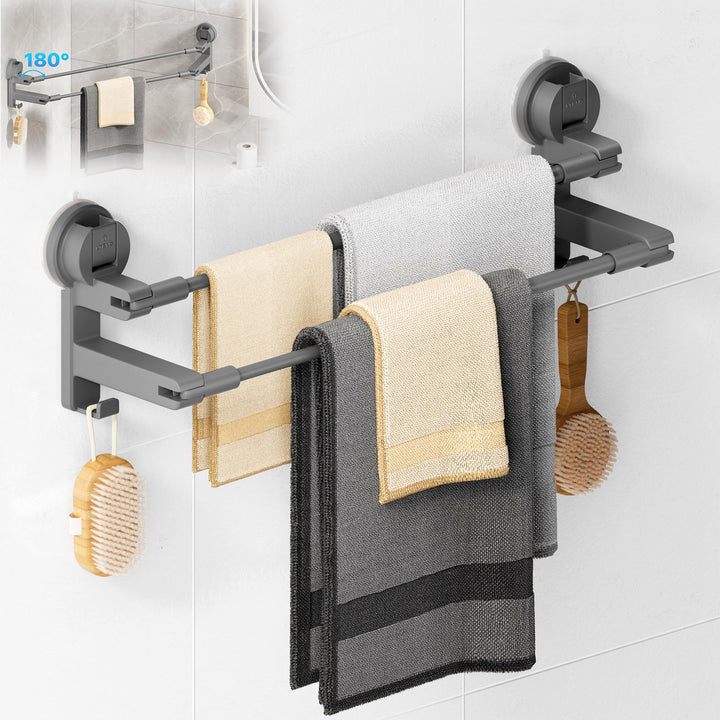 COCASES Handtuchhalter Saugnapf ohne Bohren Bad Handtuchstange Doppelt für Duschwand ohne Kleben Tow