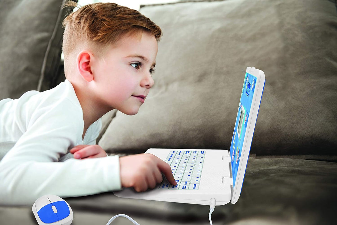 LEXIBOOK JC598i1_01 Lern- und Zweisprachiges Laptop Französisch/Englisch Spielzeug für Kinder mit 12