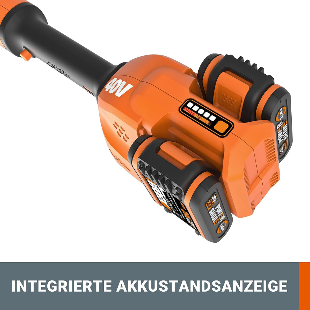 WORX WG183E Rasentrimmer 40 V (2 x 20 V) - Doppelfaden & Doppelleistung - Schnittdurchmesser 33 cm -