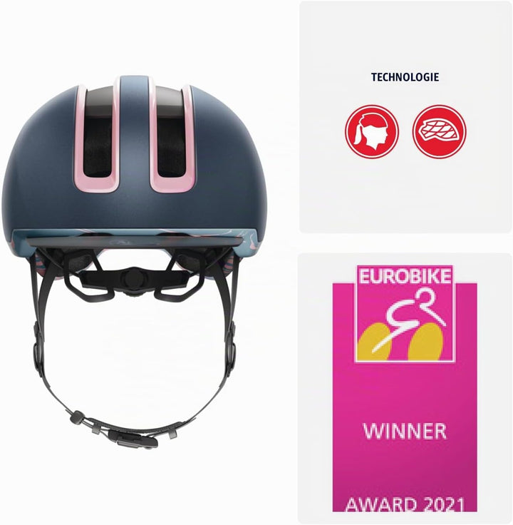 ABUS Urban Helm HUD-Y - mit magnetischem, aufladbarem LED-Rücklicht &amp; Magnetverschluss - cooler Fahr