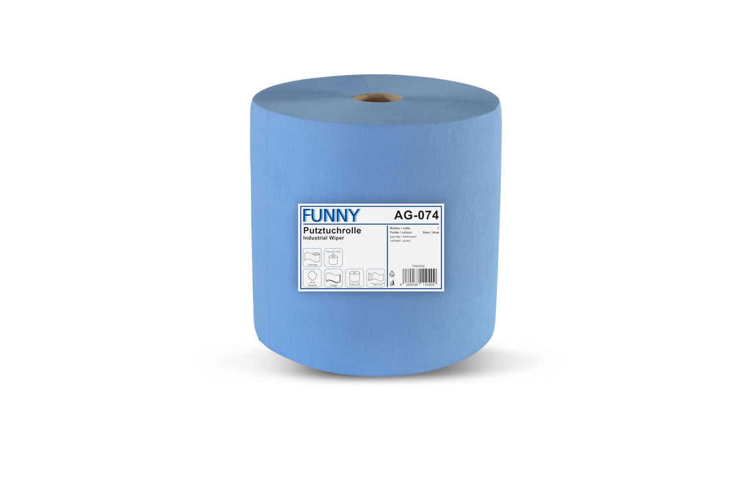 Funny Putzpapierrollen, 3 lagig, blau, circa 36 cm, 1000 Blatt, 1er Pack (1 x 1 Stück)