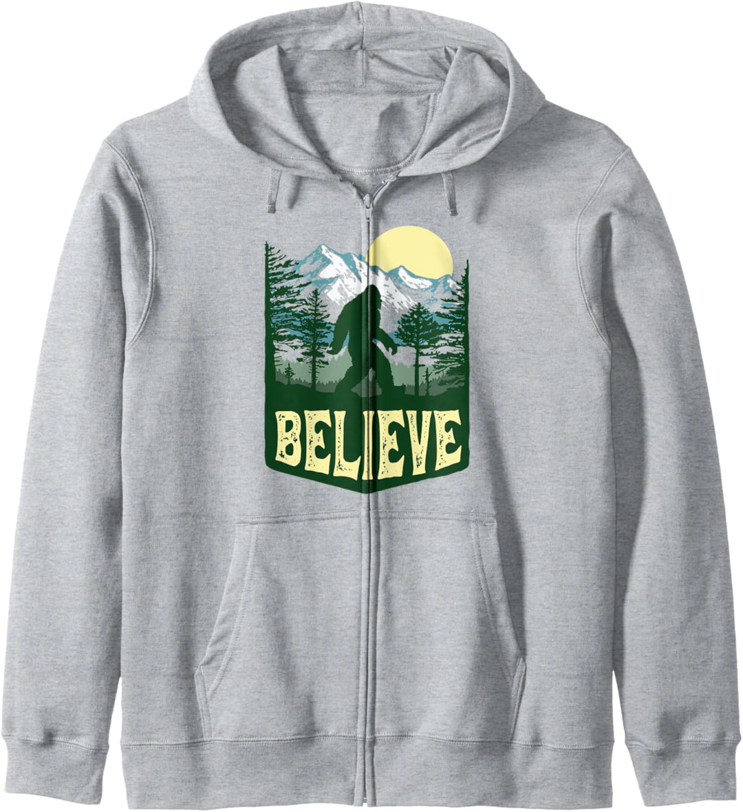 Believe! Retro Hiking Bigfoot Forest Vintage Graphic Kapuzenjacke