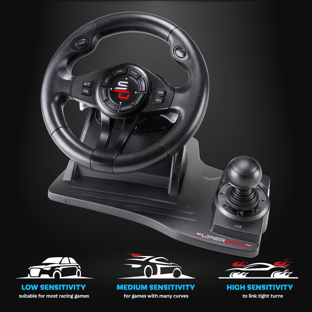 Subsonic Superdrive - GS550 Racing-Lenkrad mit Pedalen, Schaltwippen, Schalthebel und Vibration für