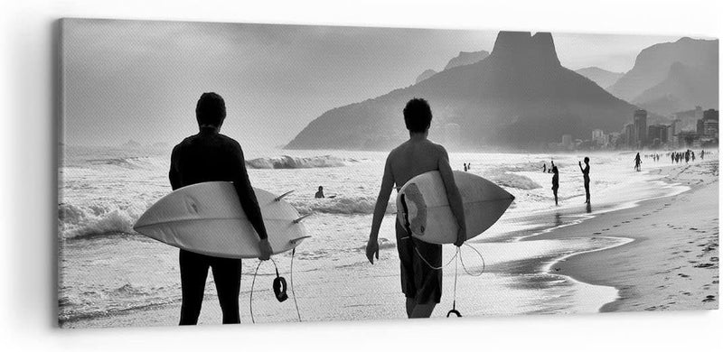 Wandbilder Dekoration Wohnzimmer Meer Welle Surfen Panorama Bilder auf Leinwand 120x50cm Leinwandbil