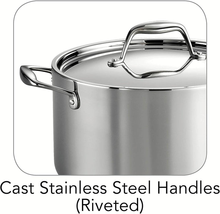 Tramontina 80116/040DS Gourmet 18/10 Stainless Steel Induction-Ready Tri-Ply Clad Covered Sauce Pot,