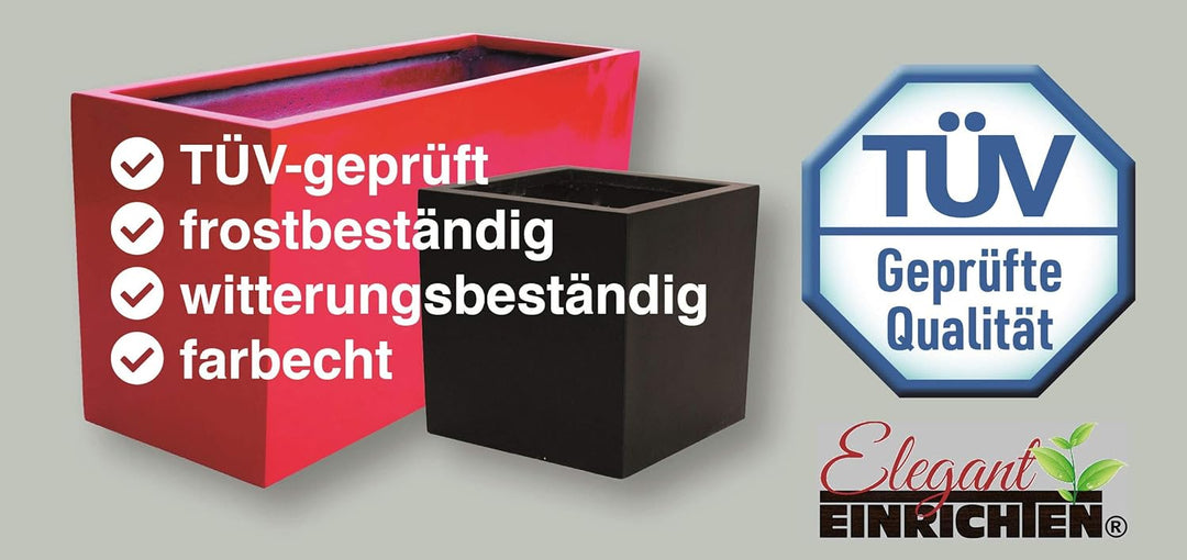 Eleganteinrichten Pflanzkübel Blumenkübel Blumentrog Pflanztrog aus Fiberglas 108x40x50cm Hochglanz