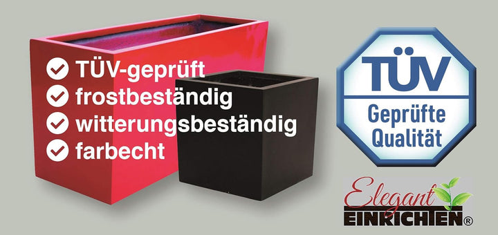 Eleganteinrichten Pflanzkübel Blumenkübel Blumentrog Pflanztrog aus Fiberglas 108x40x50cm Hochglanz