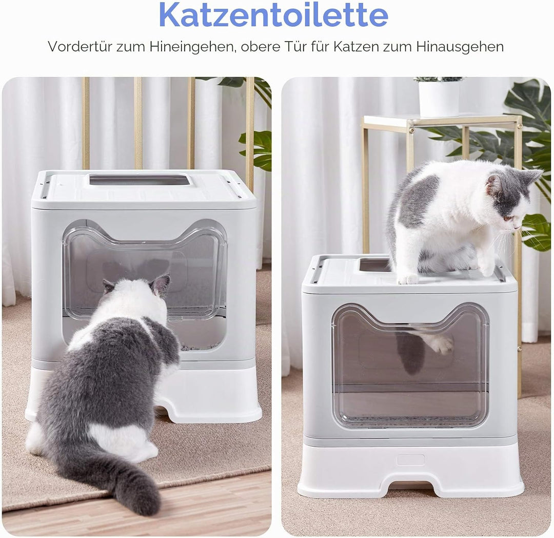 BingoPaw katzenklo mit Deckel XXL katzentoilette Faltbarer Geschlossener Mülleimer mit Abdeckung, Sc