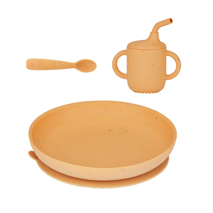 Babymoov Baby Geschirrset Little Arty - ab 9 Monate - 3er Set Silikon, Trinklernbecher, Teller mit S