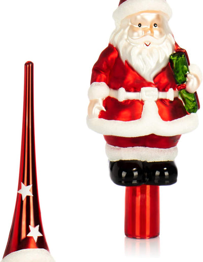 com-four® Weihnachtsbaumspitze glänzend - Christbaumspitze aus echtem Glas für Weihnachten - Tannenb