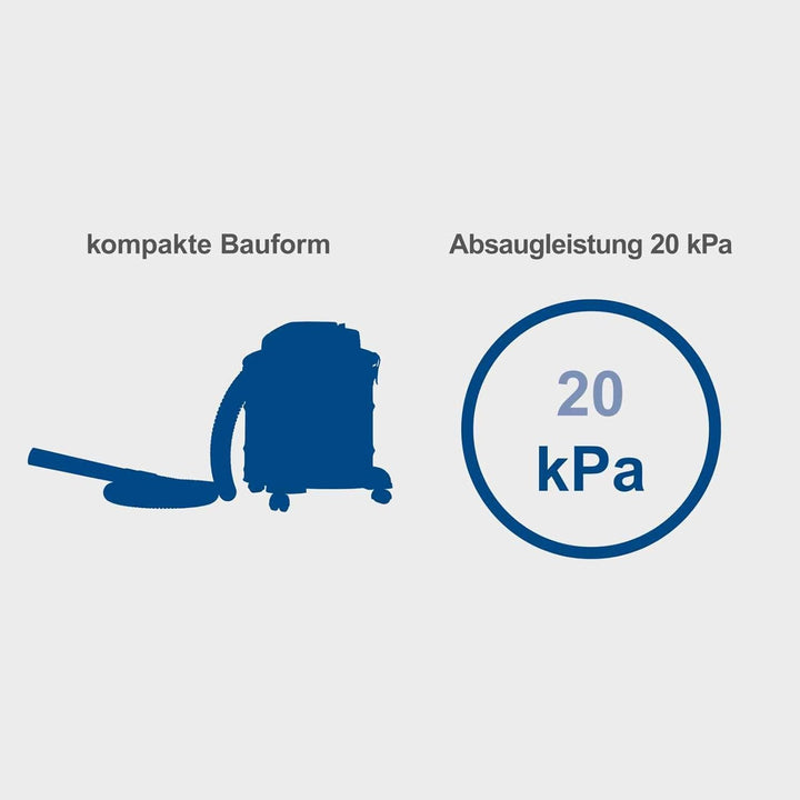Scheppach Aschesauger AVC25 mit 20L Behältervolumen | 1300W Leistung | 20 kPa Absaugleistung | 150cm
