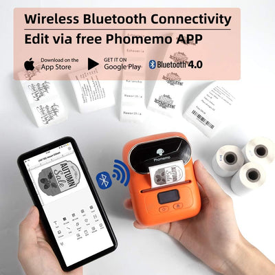 Phomemo M110 Etikettendrucker, Beschriftungsgerät Bluetooth für iOS & Android, Barcode Drucker Etike