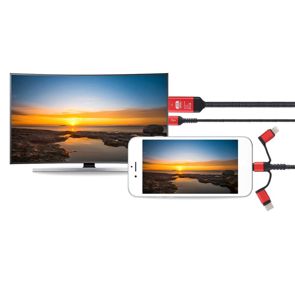 Telefon zu HDTV Adapterkabel, 3 in 1 USB Adapterkabel, Unterstützung 1080P Auflösung, für Fernseher