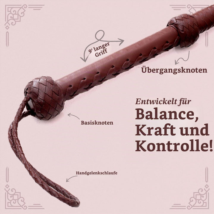 Echte Rindsleder Leder Bullwhip, 08 Fuss lang und 08 Stränge flechten Indiana Jones Stil Bullenpeits