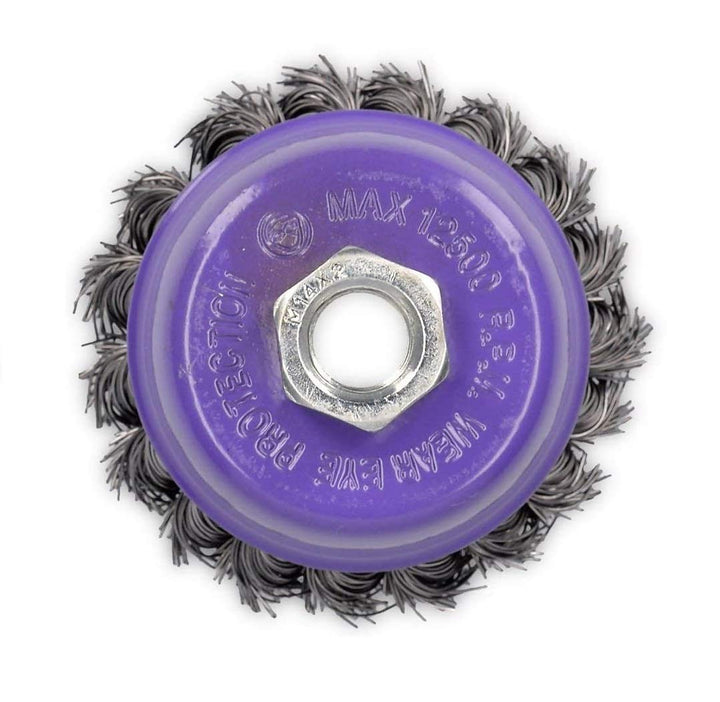 10x Topfbürste Drahtbürste Kegelbürste M14 für Flex Ø 75 mm gezopft
