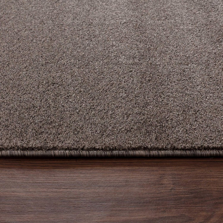 Carpetsale24 Dichter Kurzflor Teppich Wohnzimmer Mokka 120 cm Rund Modern Einfarbig Design - Flausch