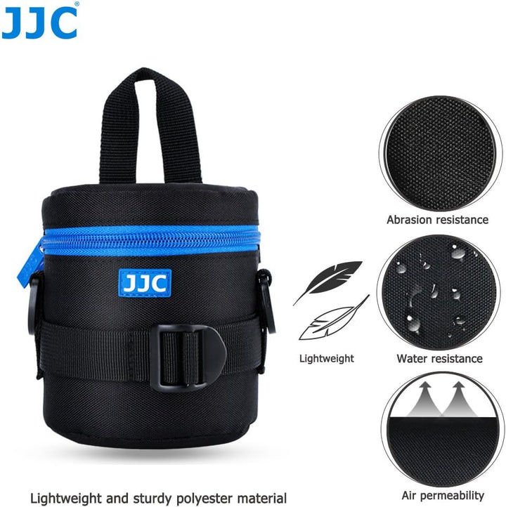 JJC Deluxe Objektiv Tasche mit 1 x Umhängeband, Wasserabweisend, Schwarz, passt Objektiv Durchmesser