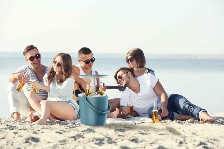 Keter Go Bar, Oceanblue, Tragbare Kühlbox/Bistrotisch - 2 in 1 - kombiniert Kühlbox & Ablagetisch -