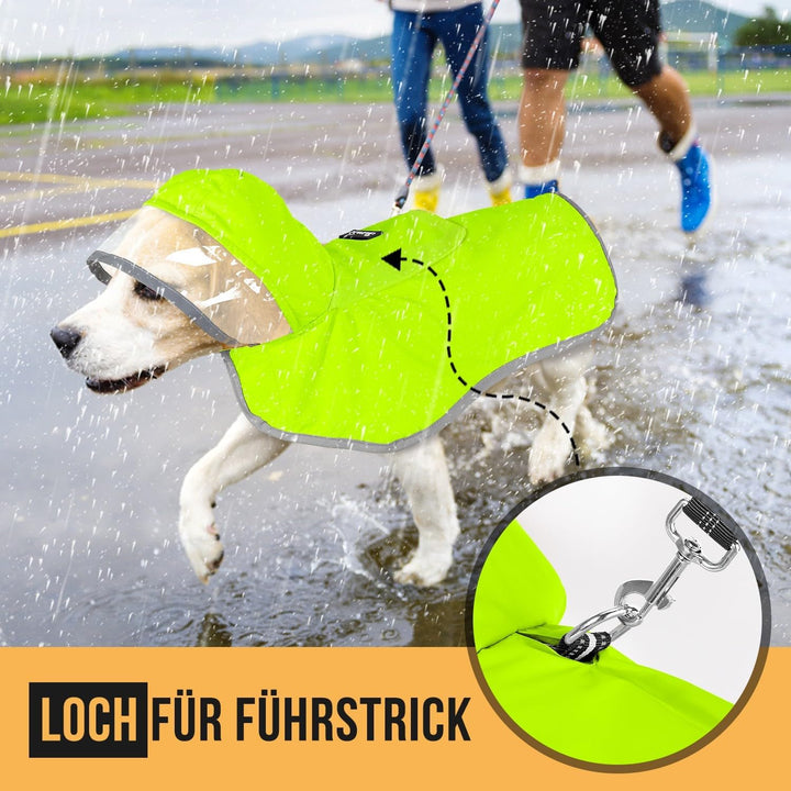 SlowTon Regenmantel Hund wasserdicht, durchsichtige doppellagige Regenjacke Hund mit Kapuze für klei