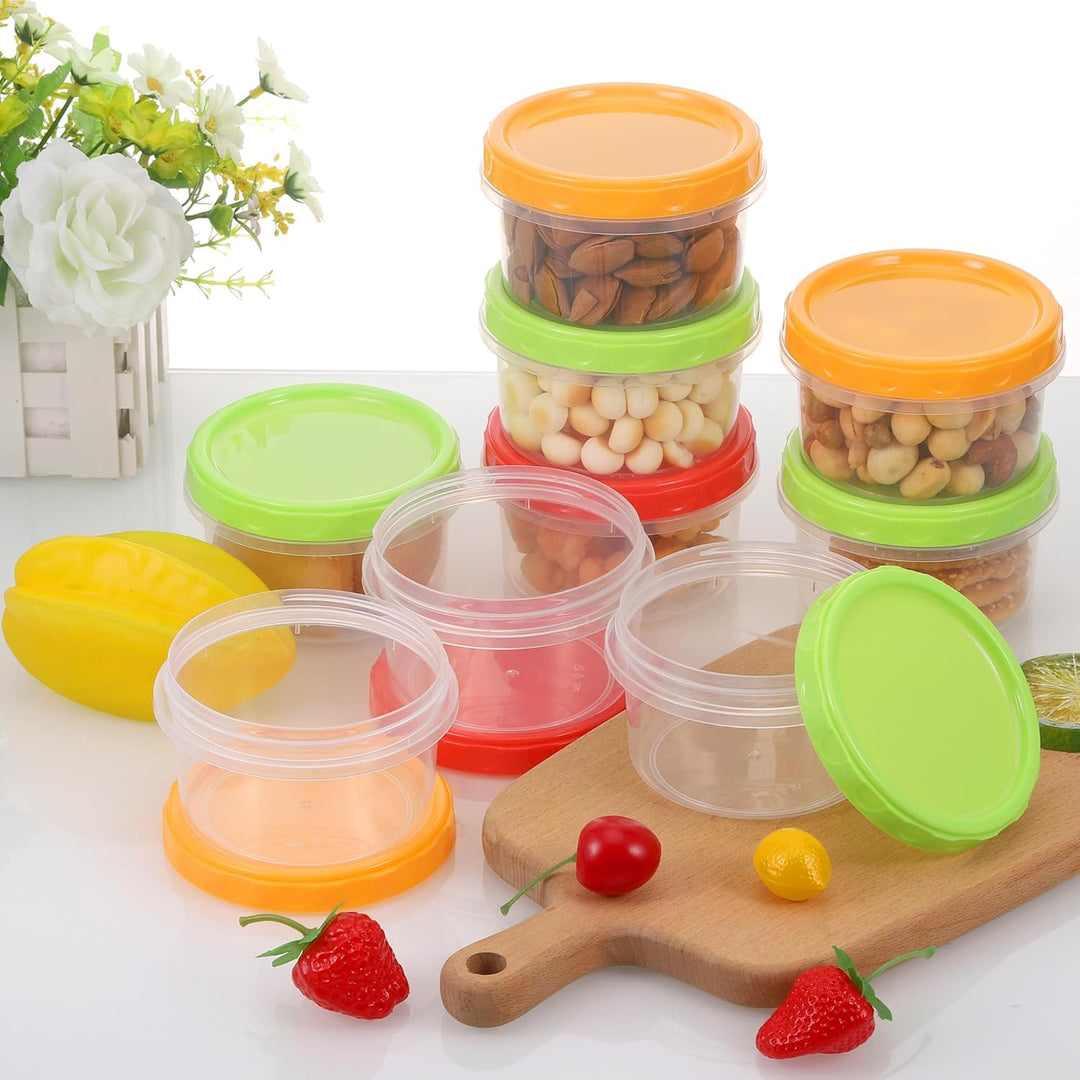16-Pack Kleine Dosen mit Deckel Plastik, 250ML Wiederverwendbare Snackdose, Auslaufsichere Schraubve