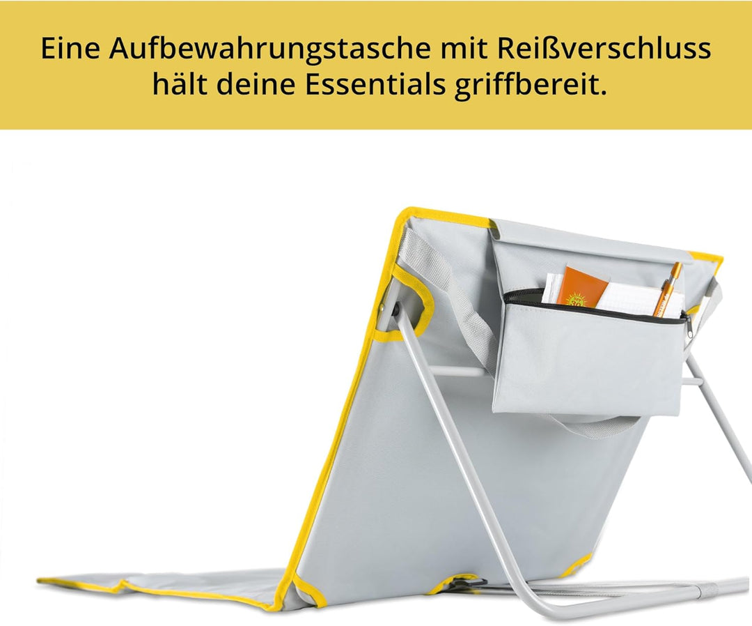 Stagecaptain Beachmatte “Layla” - Gepolsterte Strandmatte mit Kopfkissen - Stufenlos verstellbare Rü
