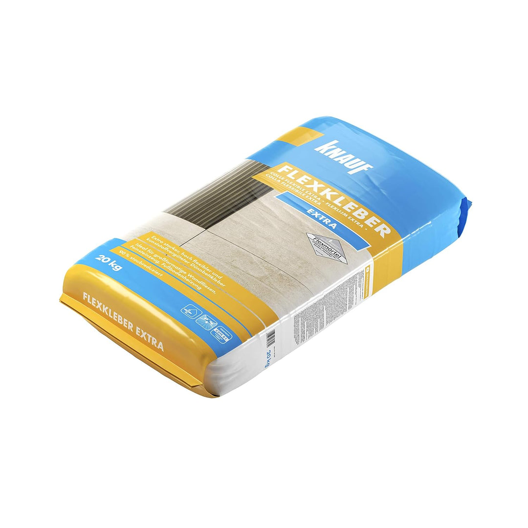 Knauf Flexkleber eXtra, 20 kg, 90% staubreduzierter Dünnbettmörtel für sauberes Arbeiten, extra star