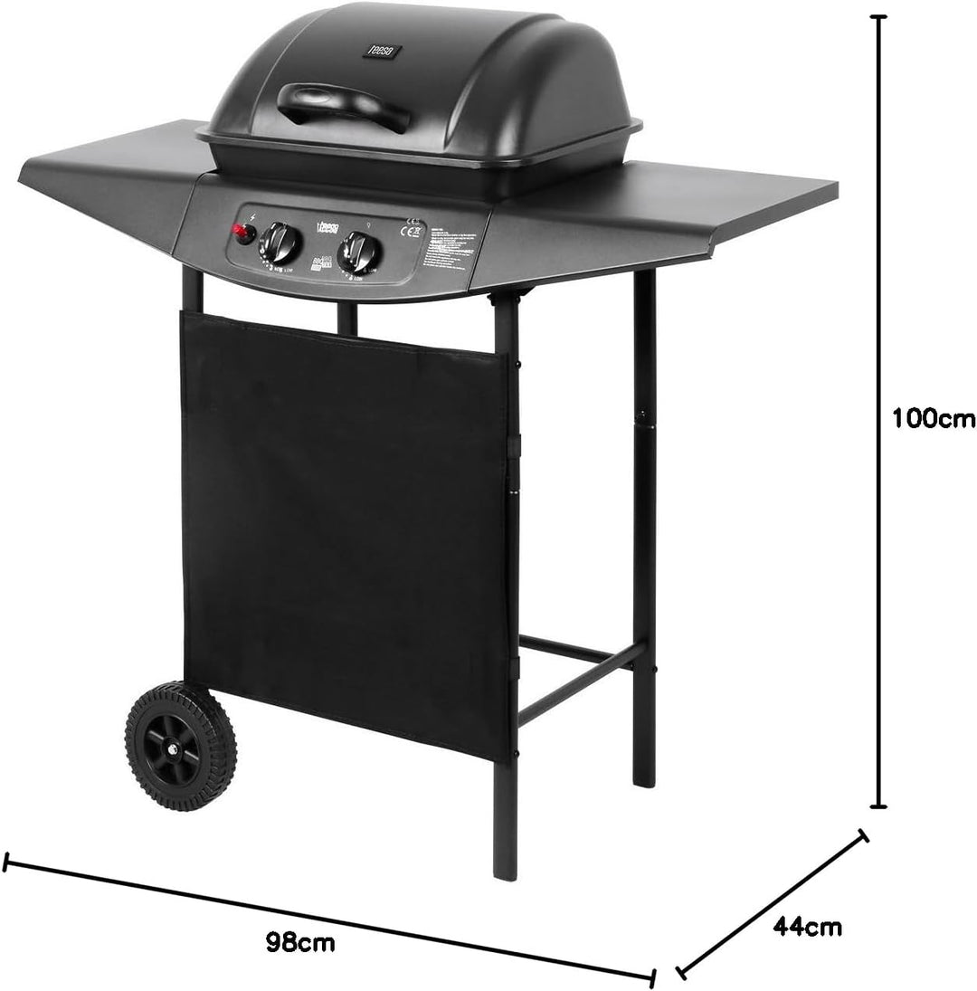 TEESA TSA0080 Gas-Grill, 2 Brenner, schwarz