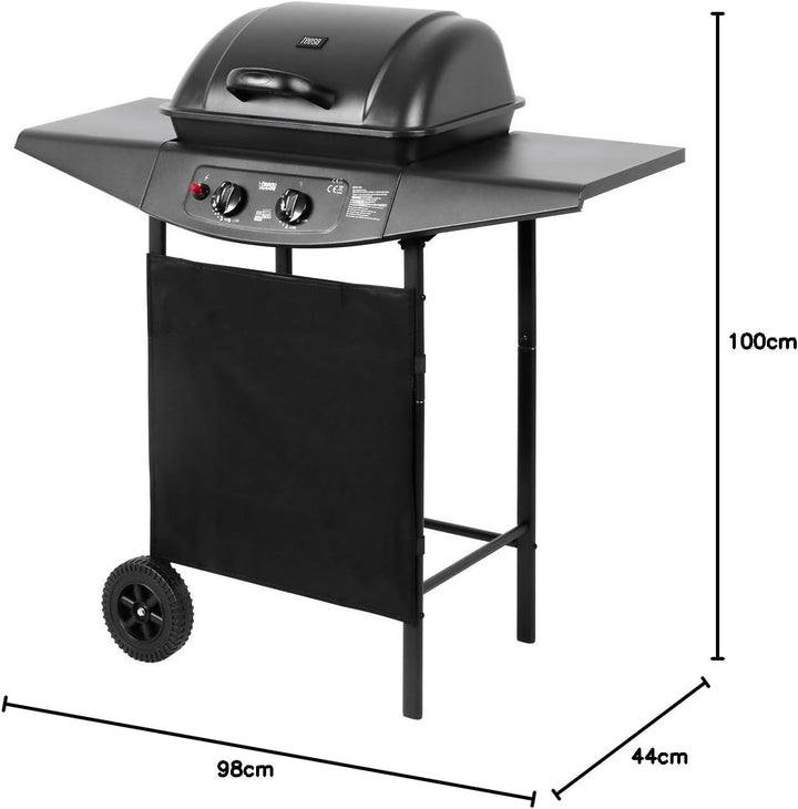 TEESA TSA0080 Gas-Grill, 2 Brenner, schwarz
