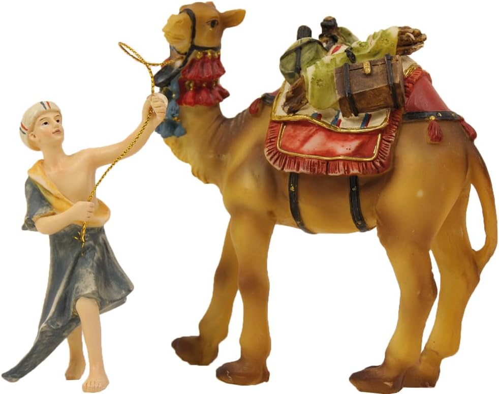FADEDA 2X JOK: Kamel mit Treiber/Höhe:12 cm/handbemalt/detailgetreue Krippen Figuren - Weihnachten T