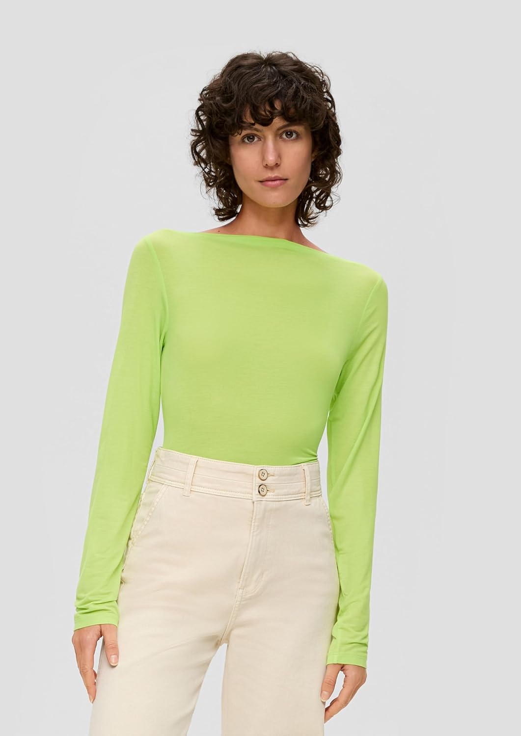 s.Oliver Slim Fit-Longsleeve aus Lyocellmix 44 7423_limettengrün, 44 7423_limettengrün