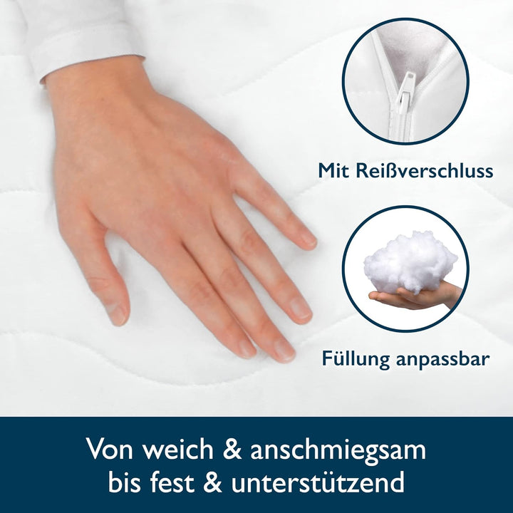 Beautissu Seitenschläferkissen atmungsaktiv individuell Reissverschluss | 200x40cm waschbar 60°C Mik