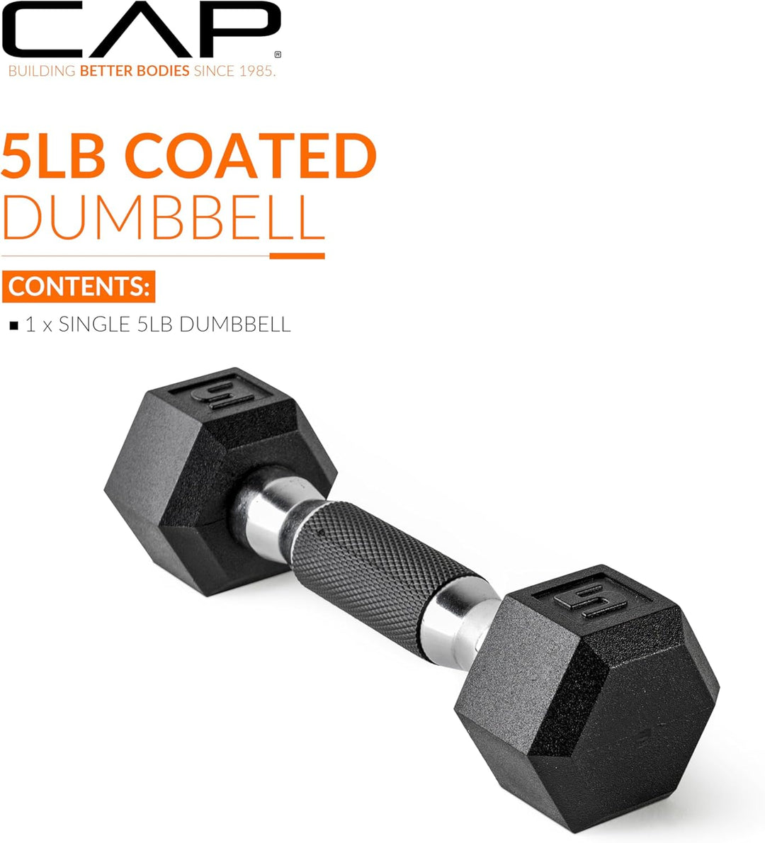 Cap Barbell PVC-beschichtete Hantel, 1 Stück. 5-Pound, Fitness 5-Pound
