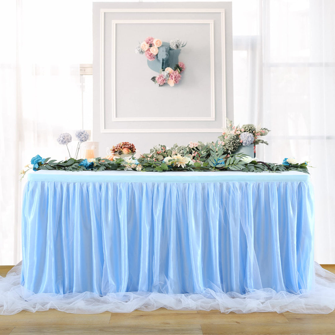 HBBMAGIC Blau Tüll Tischrock, Single Langer Tüll Tischrock für Hochzeitsfeier Babyparty Brial Shower