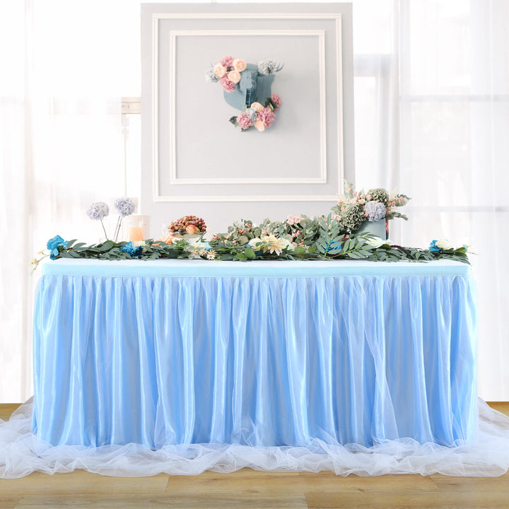 HBBMAGIC Blau Tüll Tischrock, Single Langer Tüll Tischrock für Hochzeitsfeier Babyparty Brial Shower