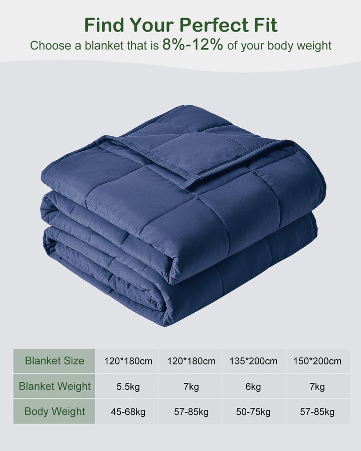 Sivio Gewichtsdecke für Erwachsene 7kg, Atmungsaktive Beschwerungsdecke, weiches Material mit Glaspe