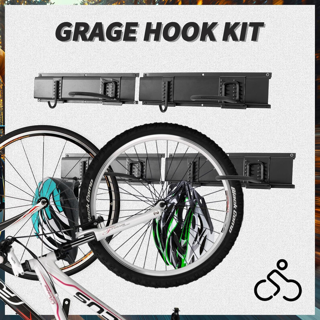PYBTOOL Fahrradständer, Wandhalterung für Garagenfahrradständer, 6 Fahrradständer und 6 Helmhaken, M