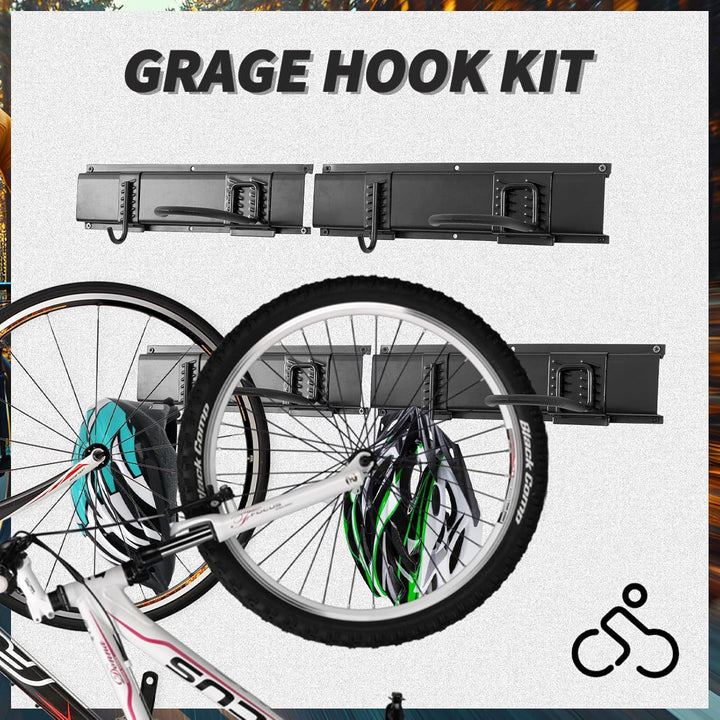 PYBTOOL Fahrradständer, Wandhalterung für Garagenfahrradständer, 6 Fahrradständer und 6 Helmhaken, M