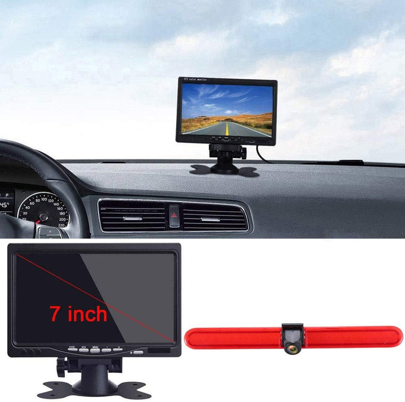 Transporter 7" TFT LCD Monitor+Bremslicht Rückfahrkamera Wasserdicht Rückfahrsystem für VW T5 Multiv