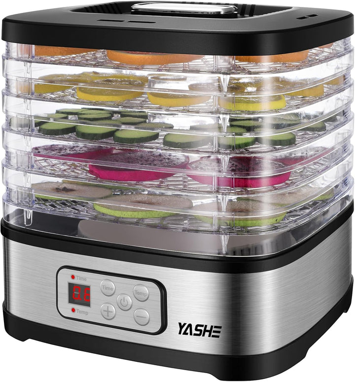 YASHE GGJ-261B Dörrautomat mit LED-Display, Temperaturregelung 35-70°C & 72-Stunden-Timer, 5 höhenve