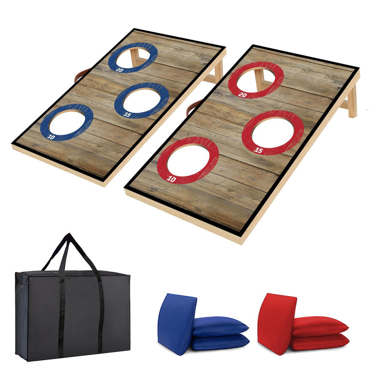 NZQXJXZ Cornhole Spiel Outdoor, 60 x 35 cm Massivholz Premium Corn Hole Boards mit 6 Cornhole Säckch