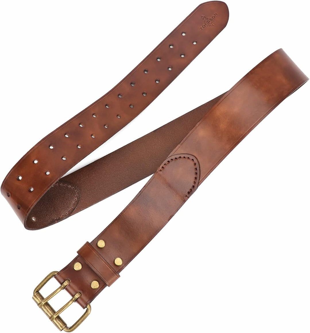 TOURBON Deluxe Rindsleder Gürtel für DIY Werkstatt Werkzeugtasche Western Cowboy Herren Gurt M (Brau