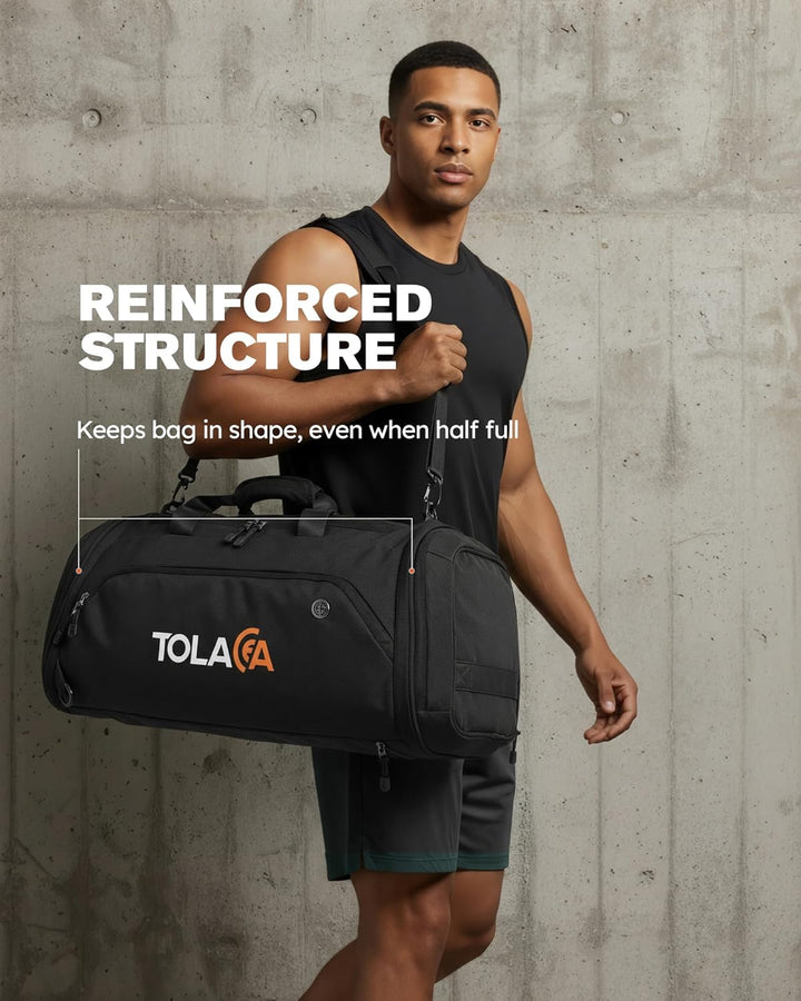Tolaccea Sporttasche 56–70L für Herren & Damen– Erweiterbare Reisetasche mit Schuhfach & Nassfach, a