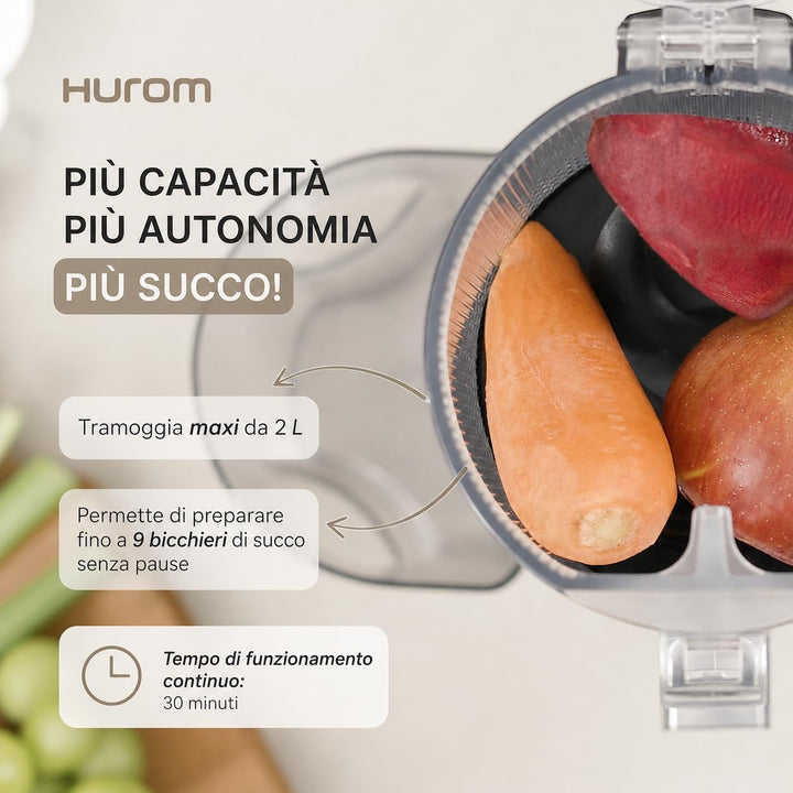 HUROM H70 Easy Clean Slow Entsafter | Entsafter für Gemüse mit hoher Kapazität | Kaltgepresster Ents
