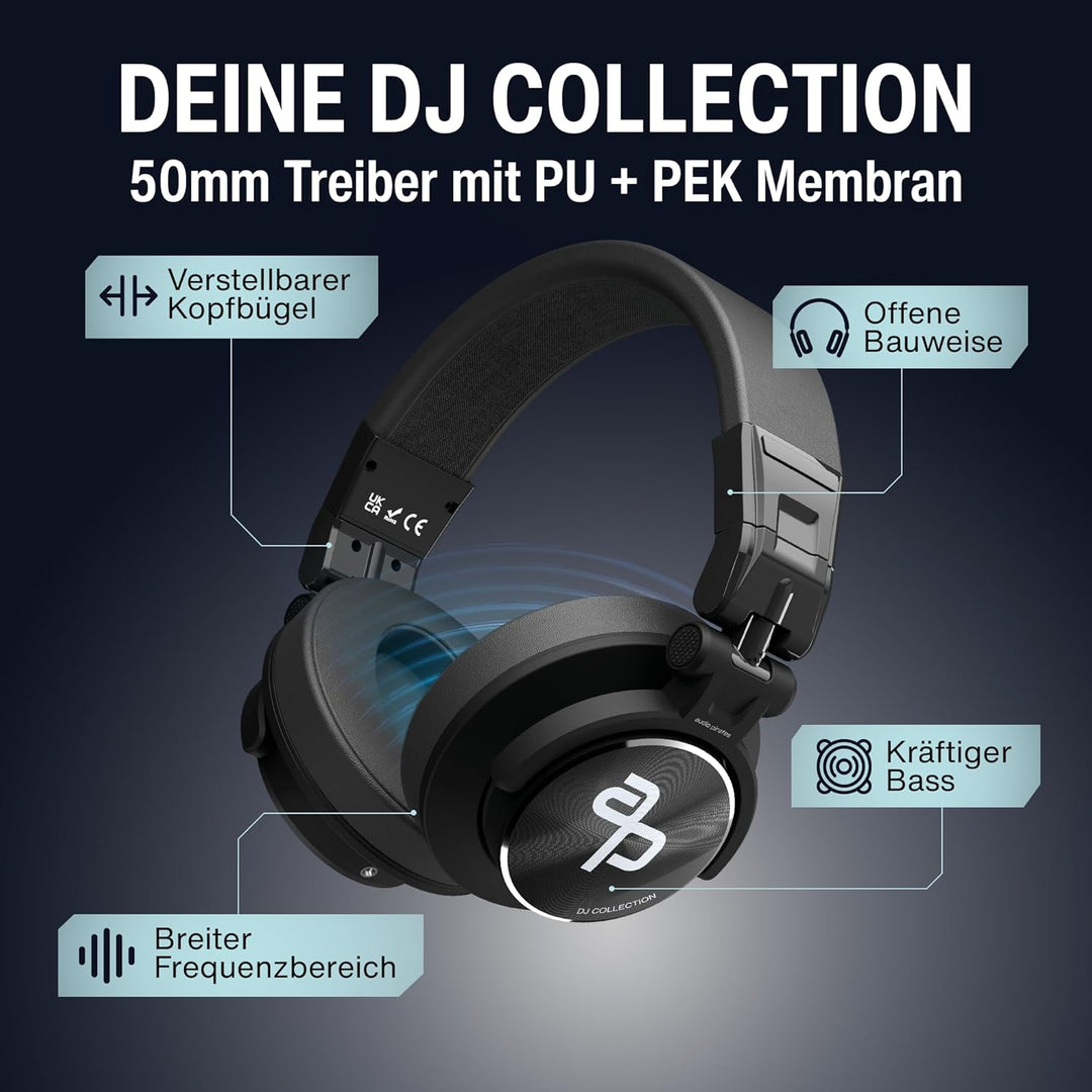 audio pirates - John DJ - Over-Ear Kopfhörer – Kopfhörer Klinkenstecker mit Case, DJ-Sound, 3m Kabel