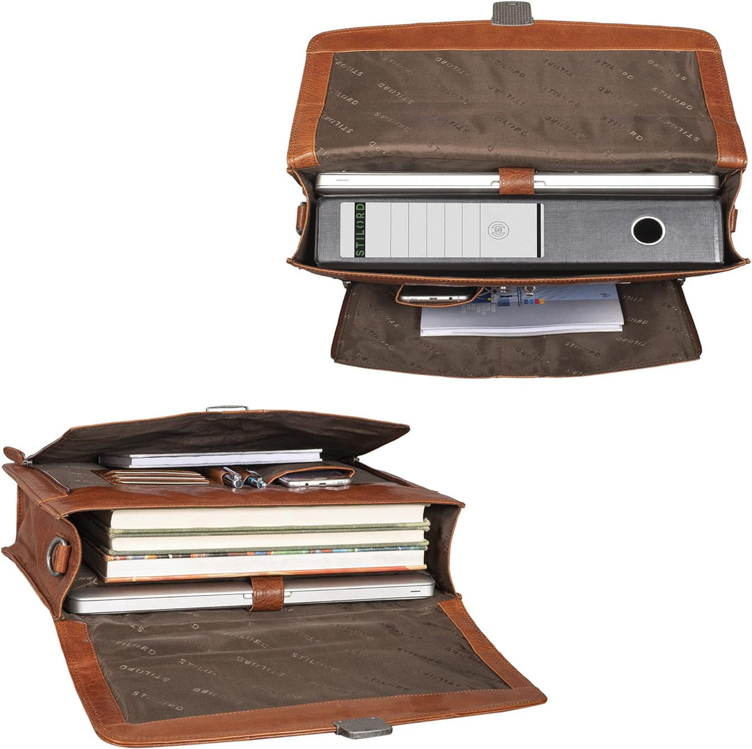 STILORD 'Havanna' Leder Businesstasche A4 Gross Klassische Aktentasche Arbeitstasche Abnehmbarer Sch