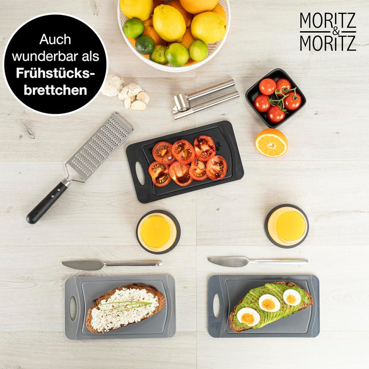 Moritz & Moritz 6x Frühstücksbrettchen Kunststoff Set - 14x25cm - Schwarz - Schneidebrett Kunststoff