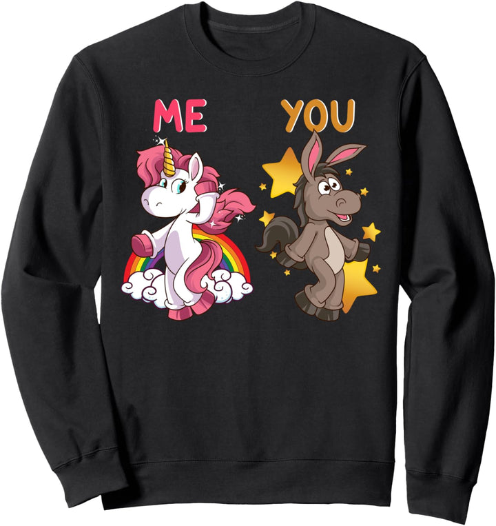 You Vs Me Unicorn Vs Donkey Rainbow Stars Extrovert Humor Sweatshirt